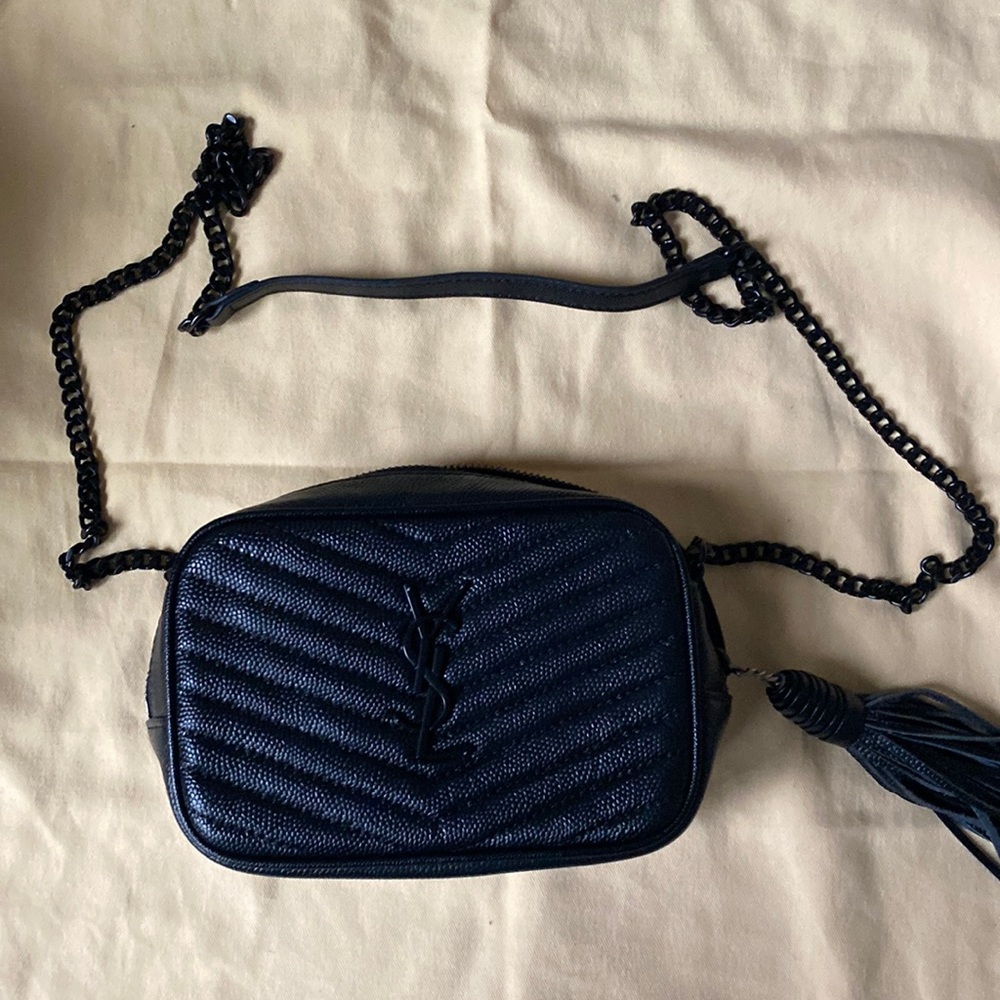 YSL Mini Lou Pebbled Leather Camera Bag